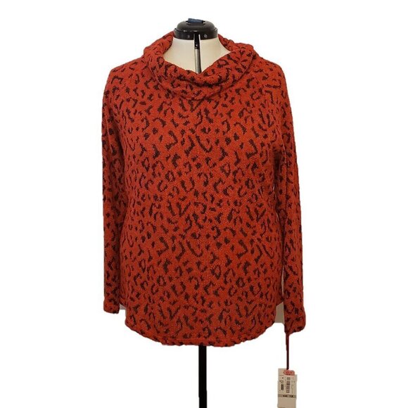 Ruby Rd Women's Textured Leopard Print Cowl Neck Sweater, Size 1X - Picture 2 of 11